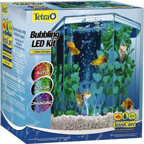 img 3 attached to 🐠 The Ultimate 1-Gallon Hexagon Tetra Bubbling LED Aquarium Kit with Color-Changing Light Disc