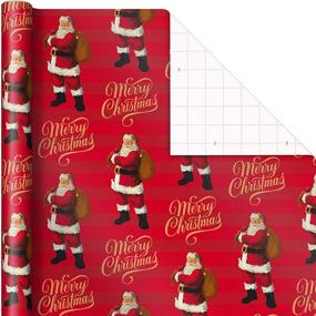 img 2 attached to 🎁 Hallmark Christmas Wrapping Paper (2 Jumbo Rolls: 160 sq. ft. ttl) | Classic Santa Claus, Red and Gold Stripes | Bulk Gift Wrap with Convenient Cut Lines on Reverse
