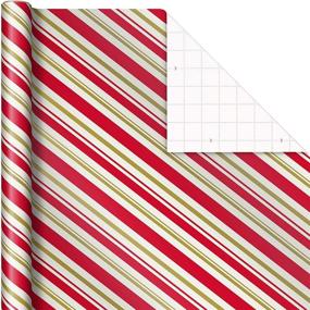 img 1 attached to 🎁 Hallmark Christmas Wrapping Paper (2 Jumbo Rolls: 160 sq. ft. ttl) | Classic Santa Claus, Red and Gold Stripes | Bulk Gift Wrap with Convenient Cut Lines on Reverse