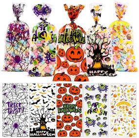 img 3 attached to 🎃 120pcs Halloween Cellophane Treat Bags - DIYDEC Halloween Candy Goodies Bags with 130pcs Twist Tie Pack for Halloween Party Favors