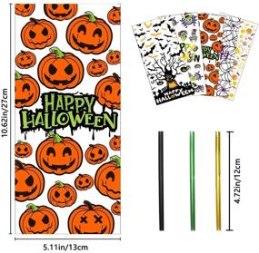 img 1 attached to 🎃 120pcs Halloween Cellophane Treat Bags - DIYDEC Halloween Candy Goodies Bags with 130pcs Twist Tie Pack for Halloween Party Favors