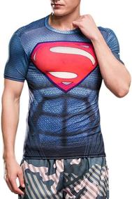 img 4 attached to 👕 Men's Superhero Compression Workout T-Shirts - Cool Dry Running Tees for Athletic Fitness Gym Top Men