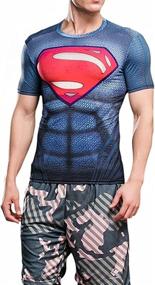 img 2 attached to 👕 Men's Superhero Compression Workout T-Shirts - Cool Dry Running Tees for Athletic Fitness Gym Top Men