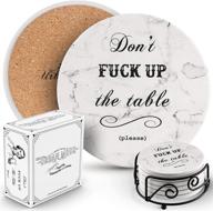 🍻 urban mosh funny coasters for drinks - absorbent ceramic drink coaster set of 6 with holder: perfect housewarming hostess gifts, man cave must-haves, living room decorations, and new home presents logo