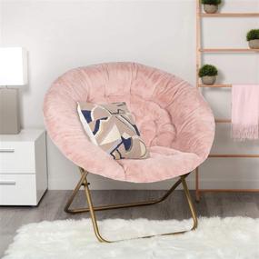 img 1 attached to 🪑 Milliard Cozy Faux Fur Saucer Chair for Bedroom - X-Large Size, Pink Color