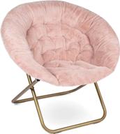 🪑 milliard cozy faux fur saucer chair for bedroom - x-large size, pink color logo