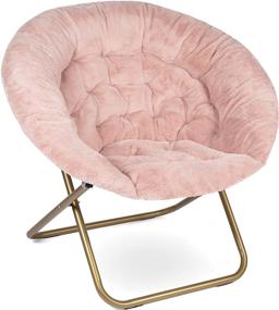img 4 attached to 🪑 Milliard Cozy Faux Fur Saucer Chair for Bedroom - X-Large Size, Pink Color