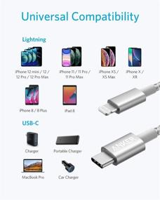 img 2 attached to 🔌 Anker New Nylon USB-C to Lightning Charging Cord: MFi Certified for iPhone 13, 12 Pro Max, AirPods Pro - Silver