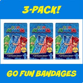 img 2 attached to 🦸 PJ Masks Shapes Kids Bandages: 3 Packs of 20 CT, Wear Like Stickers, Antibacterial Adhesive Bandages for Minor Cuts, Scrapes, Burns - Perfect Stocking Stuffer or White Elephant Gift