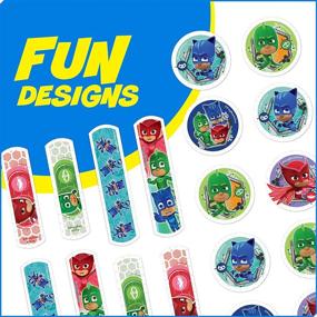 img 1 attached to 🦸 PJ Masks Shapes Kids Bandages: 3 Packs of 20 CT, Wear Like Stickers, Antibacterial Adhesive Bandages for Minor Cuts, Scrapes, Burns - Perfect Stocking Stuffer or White Elephant Gift