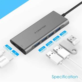 img 3 attached to 🔌 LENTION USB-C хаб с выходом HDMI 4K (4K@60Hz), 4 портами USB 3.0, типом C для зарядки, мультипортовым USB-C адаптером для MacBook Pro 2020-2016, нового Mac Air и Surface, Chromebook и многого другого (CB-C35sH, серый цвет)