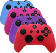 🎮 hde controller protective case for xbox one controllers - 4 pack soft anti-slip silicone skins (blue, red, purple, pink) - improve grip & shield your controller logo