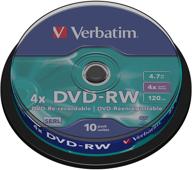 высококачественный диск dvd-rw verbatim 4,7 гб 4x в барабане 10 шт. № 43552 - оптимальное решение для хранения данных. логотип