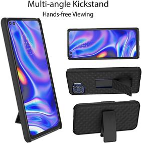 img 1 attached to 📱 Motorola One 5G Case with Screen Protector | Belt Clip Holster | Kickstand Holder – Slim Rugged Full Body Shockproof Armor Protective Cover for Motorola One 5G (Black)