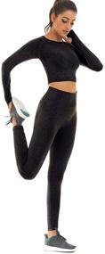 img 1 attached to 👚 Seamless Women's Workout Set: Athletic Leggings + Long Sleeve Top by Toplook