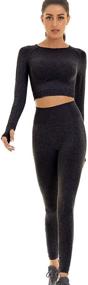 img 4 attached to 👚 Seamless Women's Workout Set: Athletic Leggings + Long Sleeve Top by Toplook