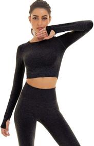 img 2 attached to 👚 Seamless Women's Workout Set: Athletic Leggings + Long Sleeve Top by Toplook