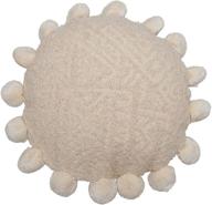 🌼 16-inch cream round woven cotton poms pillow - creative co-op logo