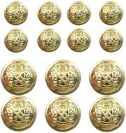 🔘 metal blazer button set - 14-piece for blazers, suits, sport coats, uniforms, jackets in gold, sizes 15mm and 20mm logo