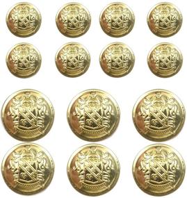 img 4 attached to 🔘 Metal Blazer Button Set - 14-Piece for Blazers, Suits, Sport Coats, Uniforms, Jackets in Gold, Sizes 15mm and 20mm