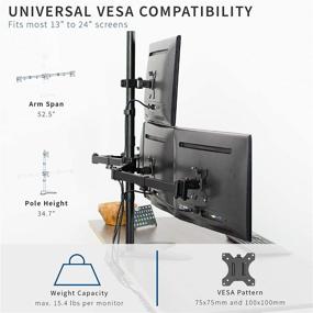 img 2 attached to 🖥️ VIVO Quad LCD Monitor Mount STAND-V104B: Freestanding Desk Stand for 13 to 24 inch Screens with Articulating Display - Holds 4 Screens, VESA up to 100x100mm