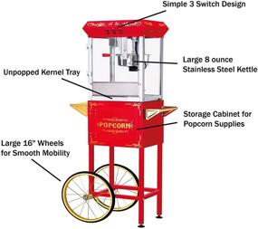 img 2 attached to Classic Style Popcorn Machine with Cart - Great Northern Popcorn Red 8 Ounce All Star GNP-800