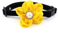 🌻 petfavorites sunflower charm suede dog cat collar bow tie with rhinestone pearl - cute accessories for small female dogs, puppies, kittens - chihuahua, yorkie clothes, costume outfits logo