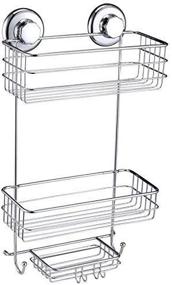 img 3 attached to 🚿 Suction Cup Shower Caddy by HASKO Accessories - Chrome - Stainless Steel Basket for Shampoo, Conditioner, Soap, Razors