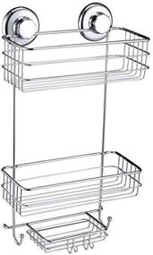 img 2 attached to 🚿 Suction Cup Shower Caddy by HASKO Accessories - Chrome - Stainless Steel Basket for Shampoo, Conditioner, Soap, Razors