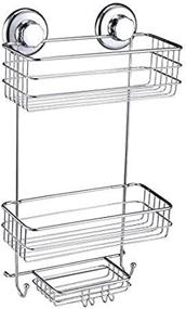 img 4 attached to 🚿 Suction Cup Shower Caddy by HASKO Accessories - Chrome - Stainless Steel Basket for Shampoo, Conditioner, Soap, Razors