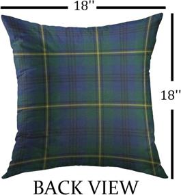 img 3 attached to Mugod Decorative Throw Pillow Cover for Couch Sofa - Yellow Lockerby Johnston Clan Tartan Blue Green Plaid Scottish Home Decor Pillow Case - 18x18 Inch