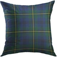 mugod decorative throw pillow cover for couch sofa - yellow lockerby johnston clan tartan blue green plaid scottish home decor pillow case - 18x18 inch логотип