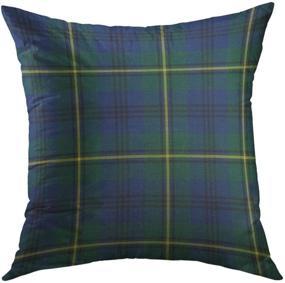 img 4 attached to Mugod Decorative Throw Pillow Cover for Couch Sofa - Yellow Lockerby Johnston Clan Tartan Blue Green Plaid Scottish Home Decor Pillow Case - 18x18 Inch