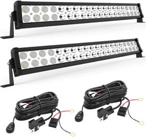 img 4 attached to 🚗 YITAMOTOR 24-inch LED Light Bar Spot Flood Combo Off Road Driving Lights with Wiring Harness for Jeep, Pickup, ATV, Truck, 4x4, 4WD, Trailer, UTV, Boat - 120W LED Bar