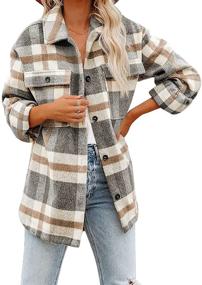 img 4 attached to Shacket Jacket Casual Brushed Outwear Women's Clothing