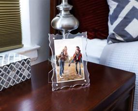 img 1 attached to 🖼️ Isaac Jacobs 4x6 Clear Acrylic Picture Frame with Vintage-Inspired Cutout Border, Magnetic Photo Frame for Tabletop Display with Two-Way Easel