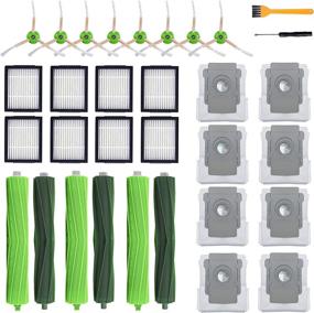 img 4 attached to 🧹 Dhoua Replacement Parts for iRobot Roomba e&amp;i Series i3 i3+(3550) i6 i6+(6550) i7 i7+(7550) i8 E5 E6 E7 Vacuum Cleaner Replenishment Kit - 3 Sets of Roller Brushes, 8 Filters, 8 Side Brushes, and 8 Dust Bags