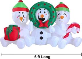 img 2 attached to 🎅 Mesmerizing 6 FT Long LED Inflatable: Three Sitting Snowmans Christmas Inflatable for Party & Lawn Decorations
