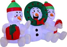 img 3 attached to 🎅 Mesmerizing 6 FT Long LED Inflatable: Three Sitting Snowmans Christmas Inflatable for Party & Lawn Decorations