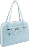 👜 mckleinusa w series aqua blue laptop briefcase | top grain cowhide leather | 15-inch fly-through checkpoint-friendly ladies' bag (96638) logo