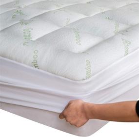 img 4 attached to Bamboo Twin Mattress Topper - Cooling, Breathable, Extra Plush, Thick Fitted 8-20 Inches - Pillow Top Pad - Rayon Cooling Ultra Soft - 39x75 Inches