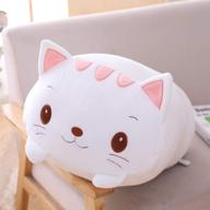 pueenod 23.6 inch cat plush hugging pillow - white cat stuffed animal toy for kids - perfect gift logo