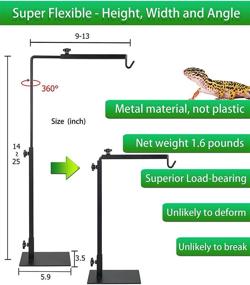 img 1 attached to 🐍 Adjustable Metal Reptile Tank Stand – Heat Light Holder for Aquarium, Terrarium, and Basking, Ideal for Amphibians, Lizards, Tortoises, Snakes, and Other Cold-Blooded Pets...