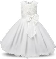 👗 mallimoda girl's lace tulle flower princess wedding dress: perfect for toddler and baby girls logo