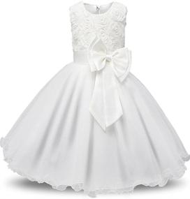 img 1 attached to 👗 Mallimoda Girl's Lace Tulle Flower Princess Wedding Dress: Perfect for Toddler and Baby Girls