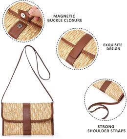 img 1 attached to 👜 Handmade Straw Shoulder Bag, Kadell Straw Clutch for Women- Summer Beach Envelope Purse Wallet