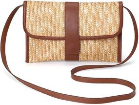 img 4 attached to 👜 Handmade Straw Shoulder Bag, Kadell Straw Clutch for Women- Summer Beach Envelope Purse Wallet