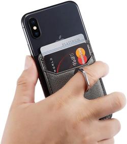 img 2 attached to 📲 ACRSIKR RFID Blocking Card Holder Wallet with Ring Pocket for iPhone - Stick-On Cell Phone Credit Holder