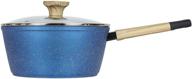 3 quart granite nonstick saucepan cookware set (induction compatible) in ocean blue - mastering the art of cooking logo