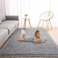 🐻 soft area rug for bedroom, fluffy shaggy 4x6 grey carpet for living room furry plush carpets | upgraded christmas fuzzy rugs for boys girls | furry home dorm decor nordic floor mats | flagover logo